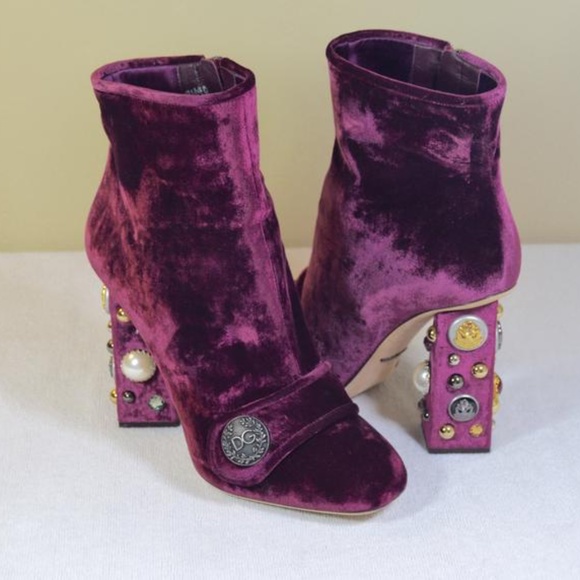 Purple Embellished Heel Ankle Boots/Booties - Picture 7 of 9